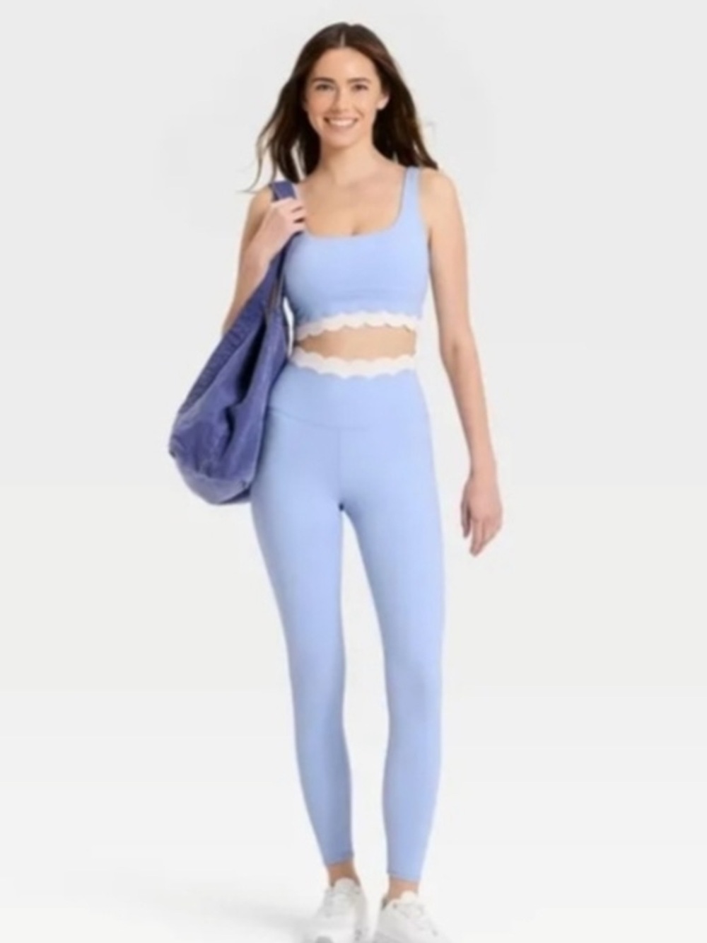JoyLab Light Blue Scallop-Trim Knit Bralette - Picture 2 of 3
